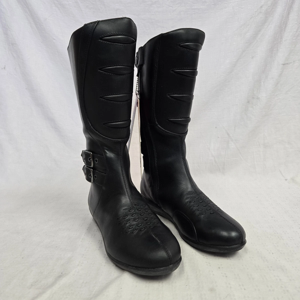 ICON Sacred Women’s 6.5 All Black Leather Motorcycle Riding Boots Buckle Zip Up Icon Women Black Motorcycle & Powersports Boots for sale | eBay main image 2