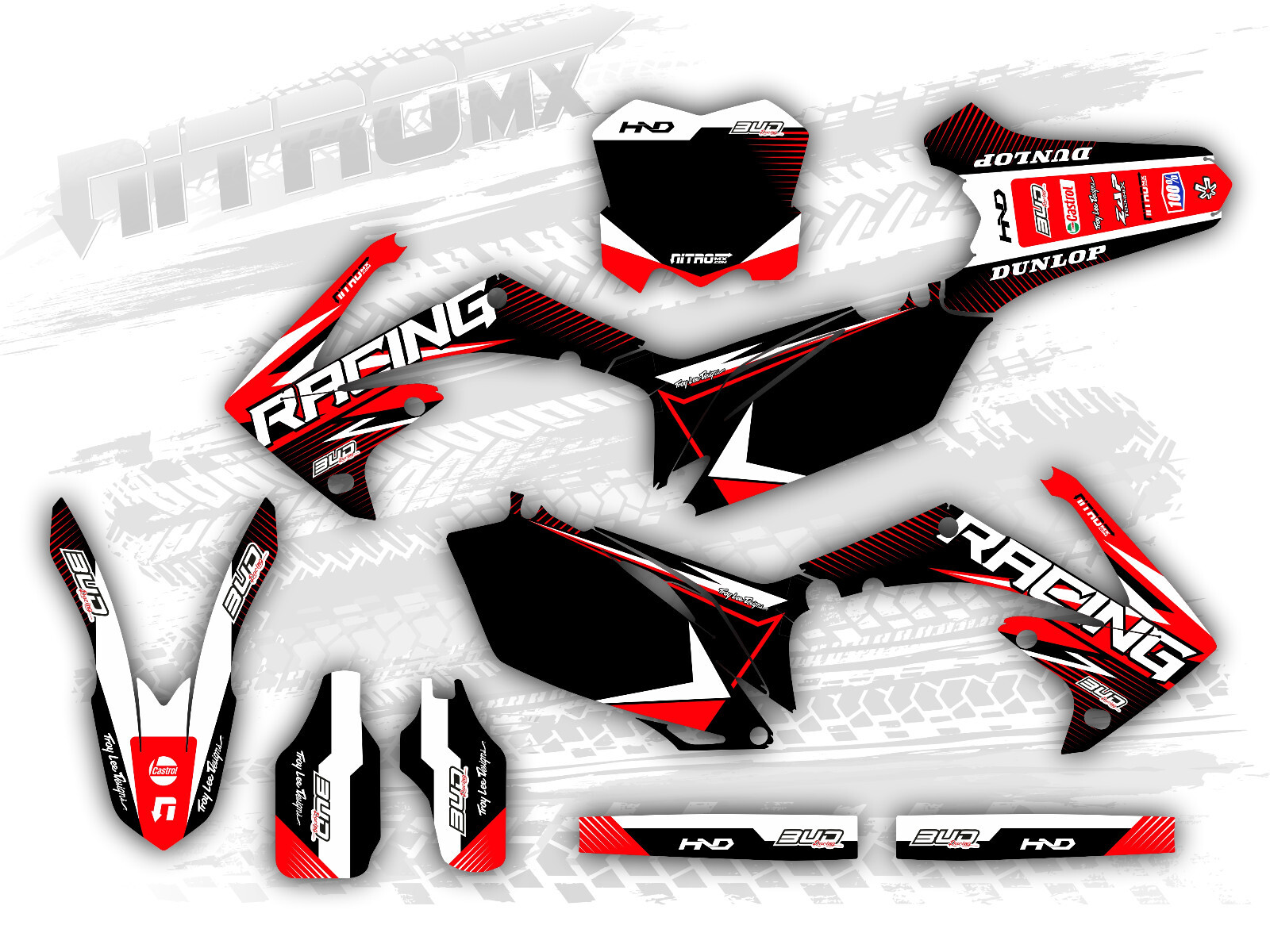 Kit Graphique Adhésif Pour Honda CRF 450R (2009-2012) - Motocross Personnalisé