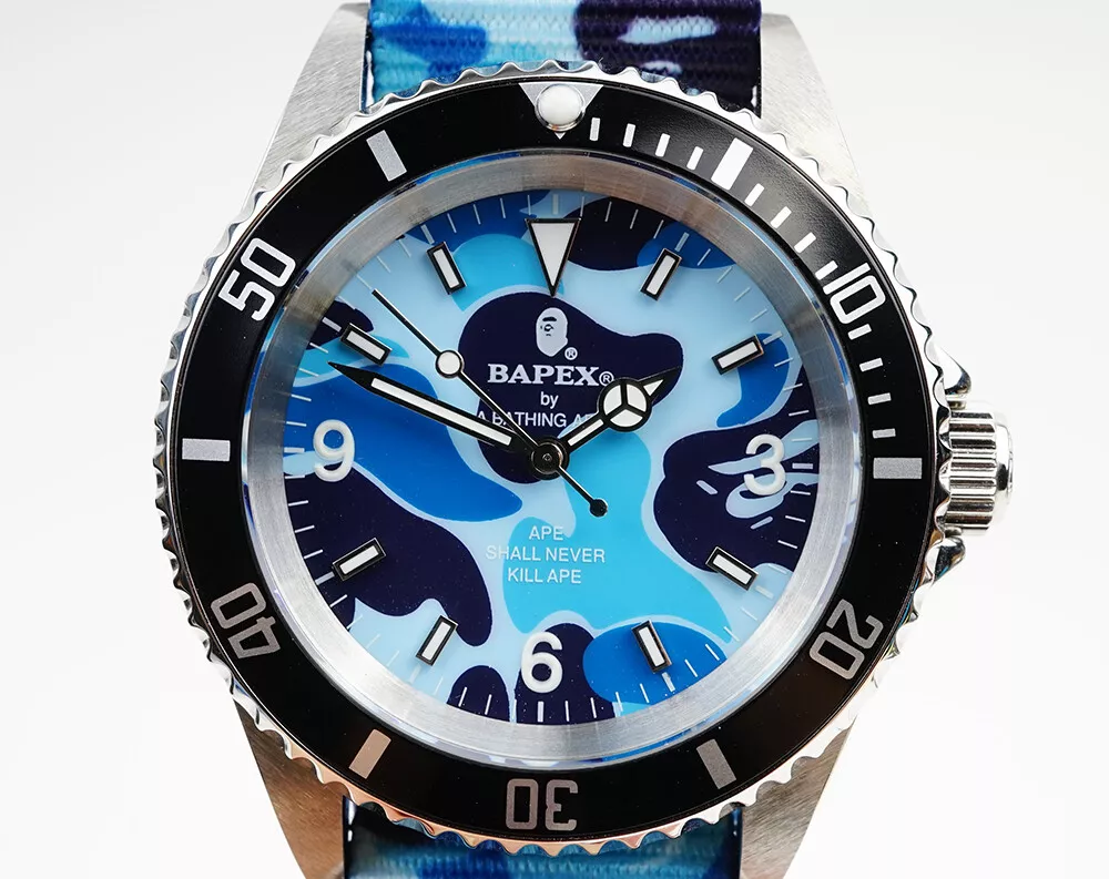 A BATHING APE Bapex T001 Series Camouflage Blue 40mm New