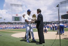Outfielder Raul Mondesi Los Angeles Dodgers shakes hands with a ma- Old Photo