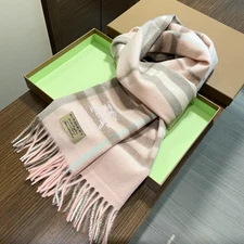 Burberry 100% Cashmere Check Scarf Pink/Beige