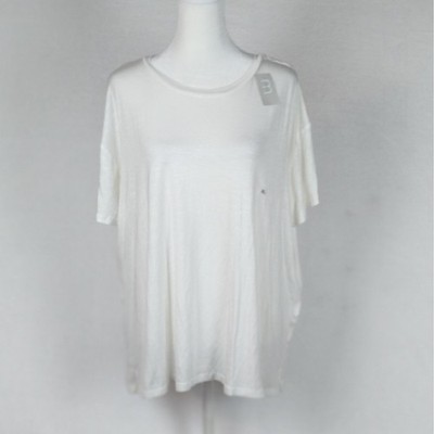 Maurices 24/7 Womens XL White Slub Knit Short Sleeve Relaxed Crew Neck Tee Shirt