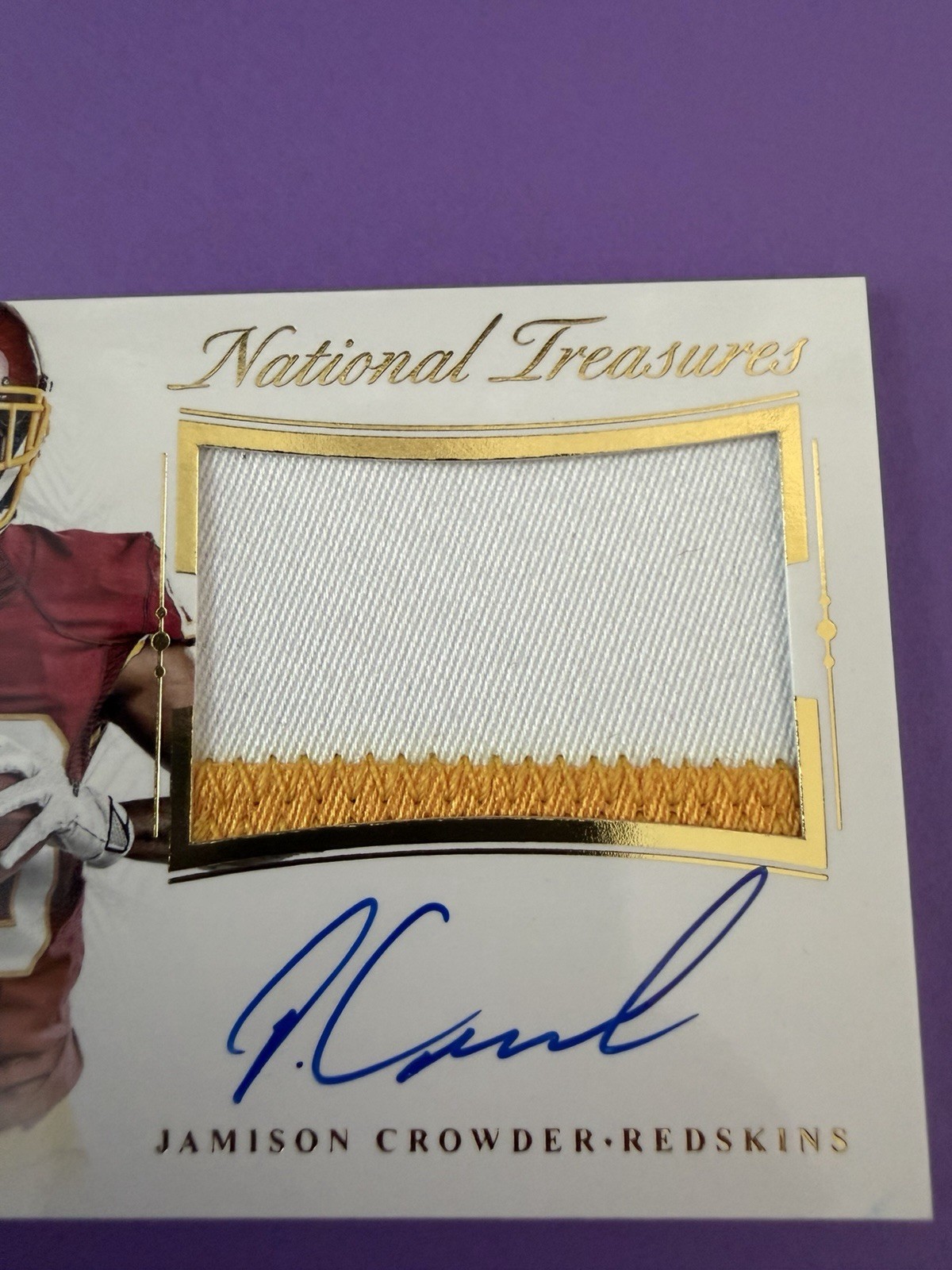 2015 National Treasures Jamison Crowder Holo Gold Rookie Patch Auto 3/10 SKINS view 3
