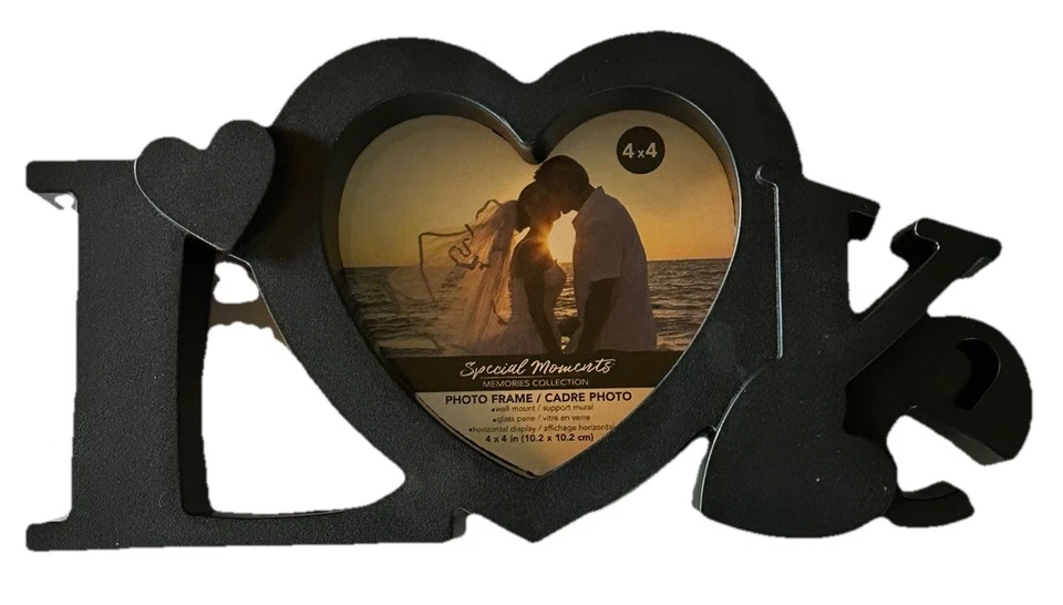 LOVE Greenbrier Industries Black HEART Glass Insert PhotoFrame NEW 7-1/4”x7-1/4” - Image 2 of 4