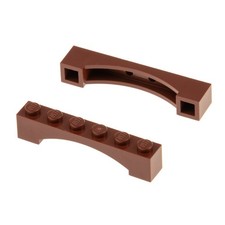 2x Lego Bogenstein 1x6x1 rot braun rund Bogen erhöht Brücke Tor 4655611 92950