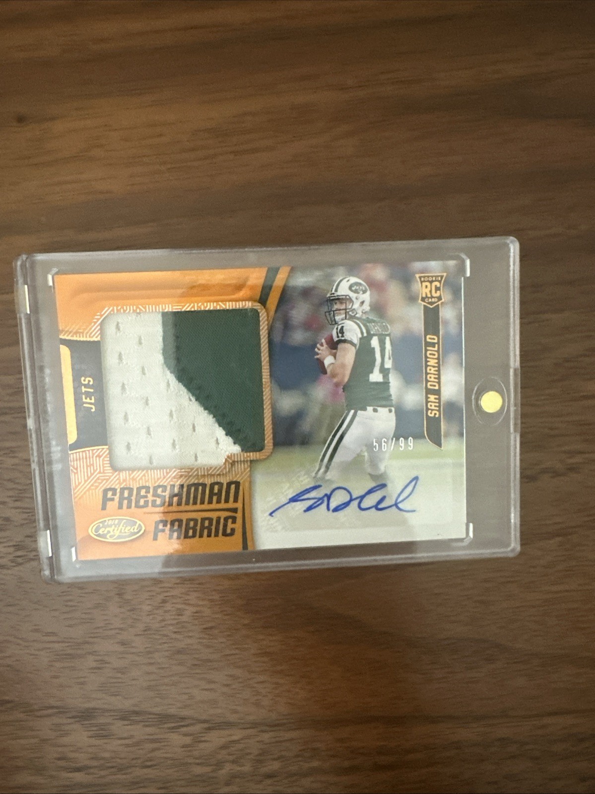 2018 Panini Certified - Freshman Fabric Sign Sam Darnold #205 Mirror Orange /99