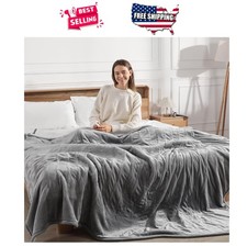 Heated Blanket Queen Size 84x90 Electric Dual Control 5 Heat Levels Gray Wash...