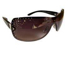 Sonnenbrille Damenbrille Schwarz Silber Strasssteinen Trendy Brille Monoglas 33