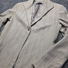 Lafayette 148 New York Womens 6 100 Wool Blazer Jacket Beige Herringbone Stripe