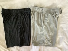 Lot Of 2 Pairs Athletic Works Shorts Boys M 8 Pull On Black / Grey Mesh Knit