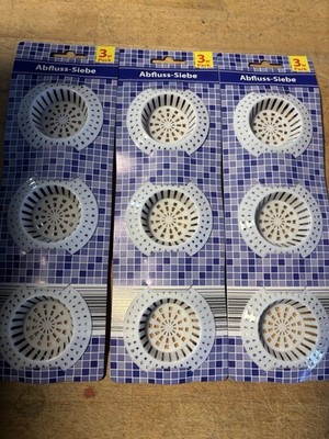 AKTION 3 Packungen  Abfluss-Siebe Weiß ins. 9 Stück Restposten /C1Pal1Hi-A