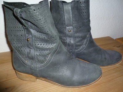 Lederstiefeletten in Gr. 42 aus Spanien, graublau, ungefüttert