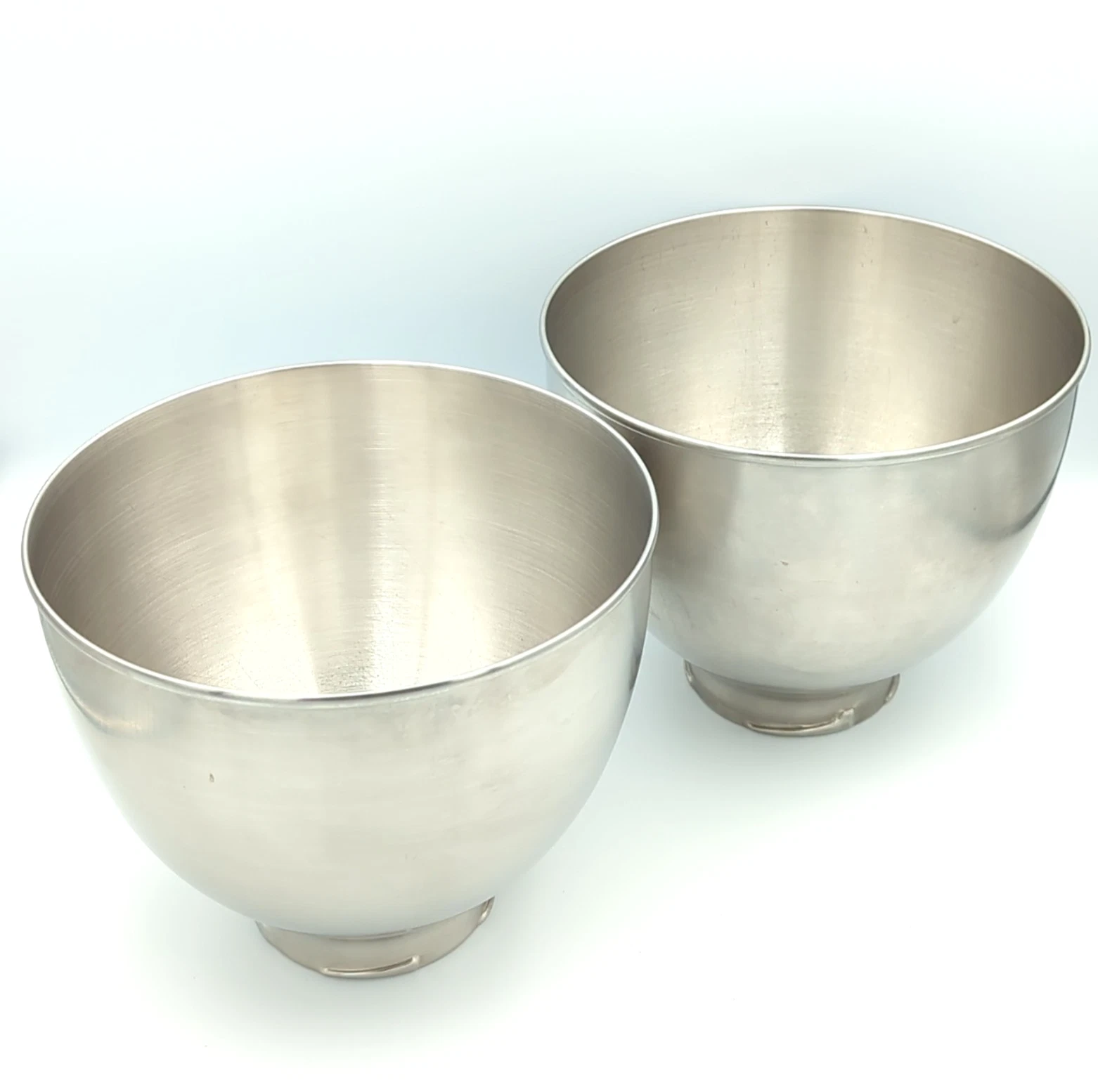 Lot of 2 KitchenAid K45 4.5 Quart Stainless Steel Mixing Bowls Made in USA