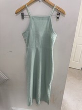MADEWELL GREEN MINT CROSSHATCH TEXTURE KNEE-LENGTH APRON CAMI DRESS Size S