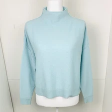 Pilcro The Alani Cashmere Crop Sweater Size S Oversized Light Blue Repaired