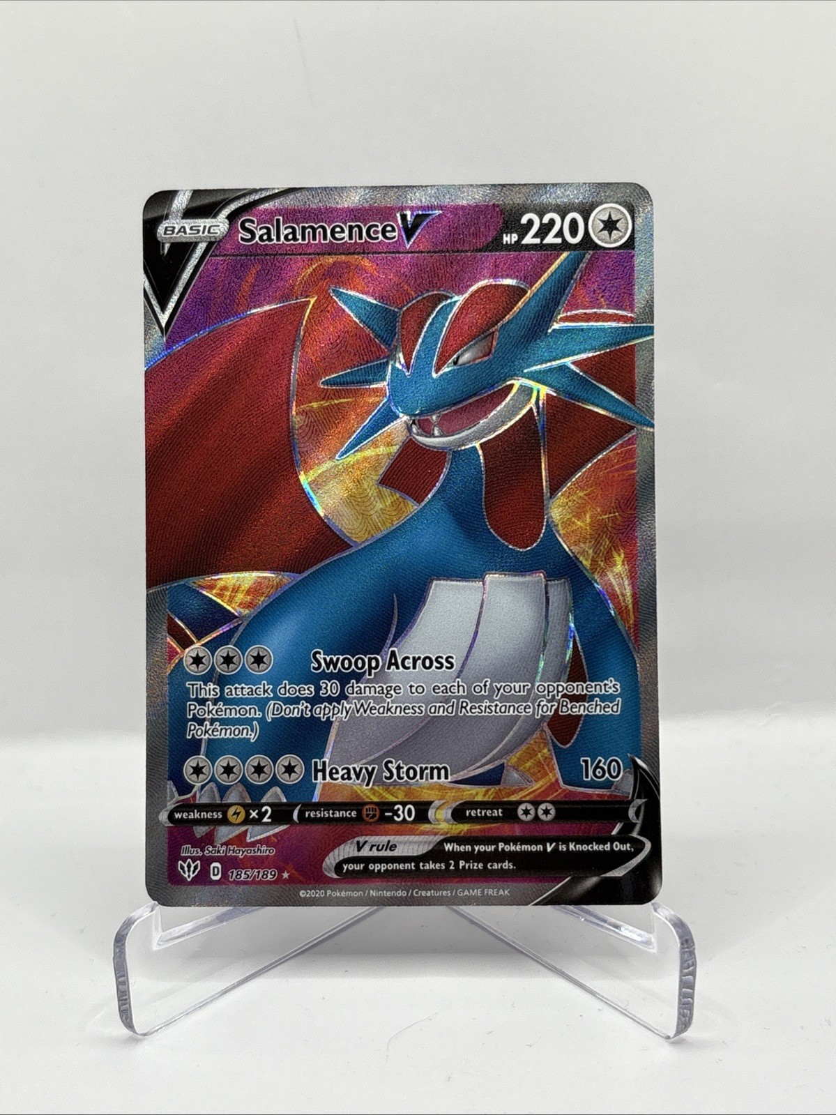 Salamence V (Full Art) 185/189 Swsh03: Darkness Ablaze Holo-NM