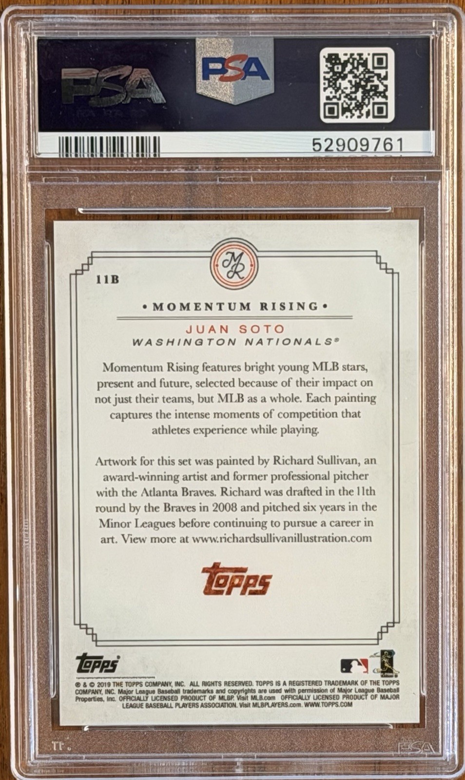 2019 Topps On Demand Momentum Rising Juan Soto #11 PSA 9 Blue Parallel SN 10/10 view 3