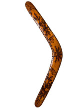 Decorative Wooden Boomerang Hand Painted Tribal Folk Art Wall Decor