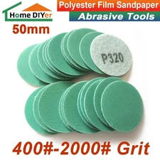 2 Inch 50mm Wet & Dry Sanding Disc Hook Loop Sandpaper Film Pads P400-P2000 Grit