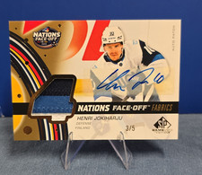 Upper Deck 2025-26 SP Game Used Henri Jokiharju Face-Off Auto Patch 3/5
