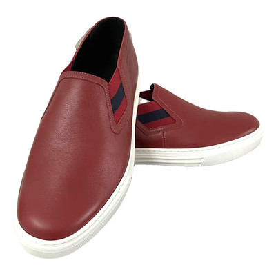 Gucci Signature Slip On Men's Shoes Sneakers Size 7/41 Red Leather New With Box