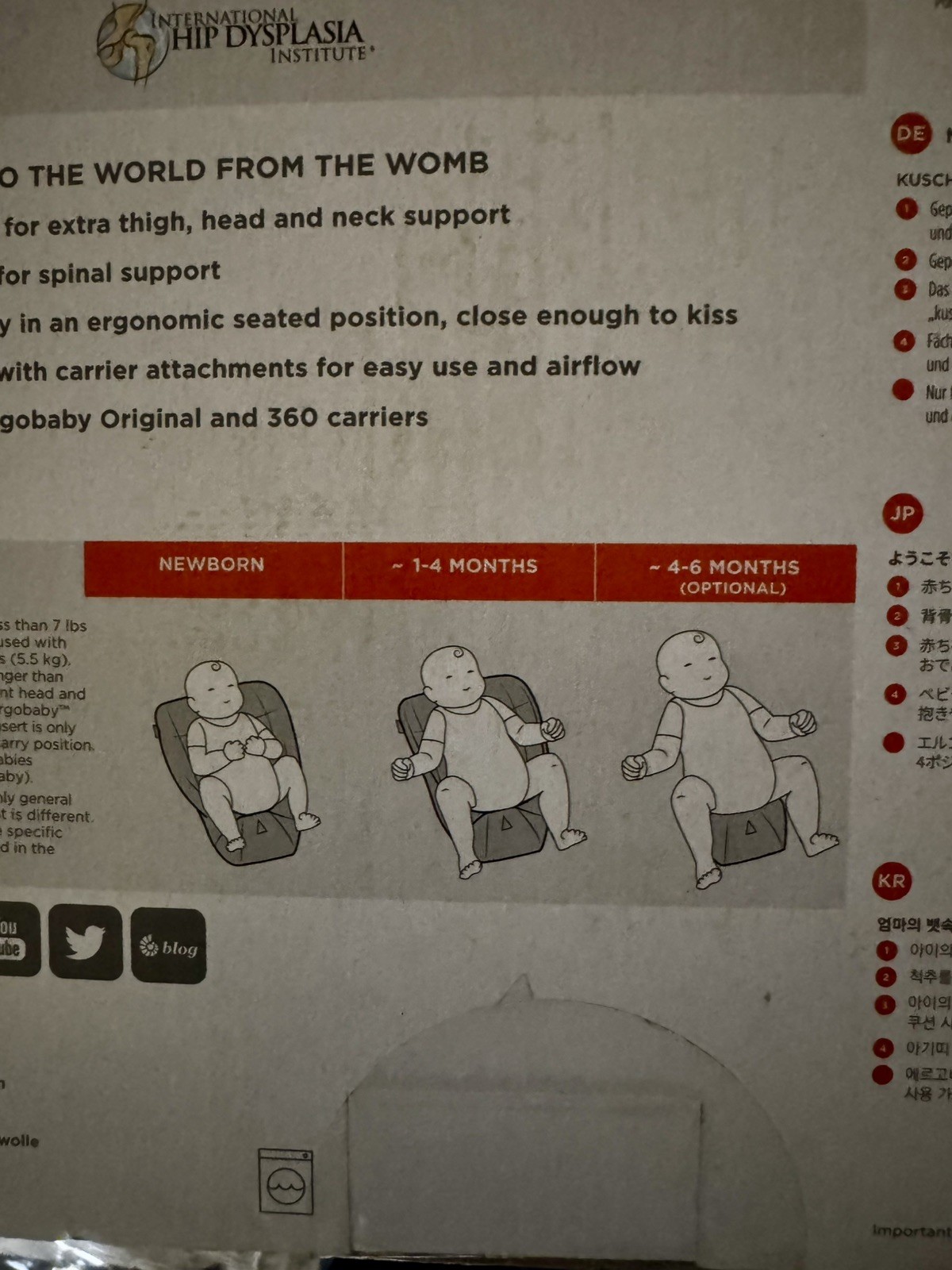 Ergobaby Infant Insert for Baby Carrier NEW Cotton Grey