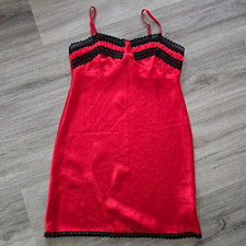 Topshop Red Slip Dress With Black Lace Trim Size 6