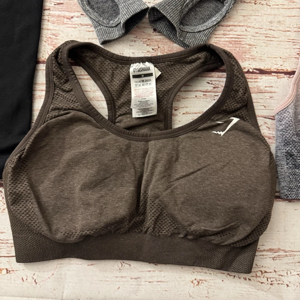 Gymshark Flex Sports Long Sleeve Crop Top Sports Bra Leggings Lot Small & Medium - Image 2 of 4