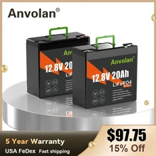 2X 20Ah 12V LiFePO4 Battery Deep Cycles Lithium Iron Phosphate Battery 20A BMS