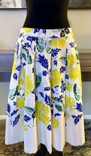 RSVP by Talbots Women's Pleated Floral Butterfly Skirt White Multi Lined 8