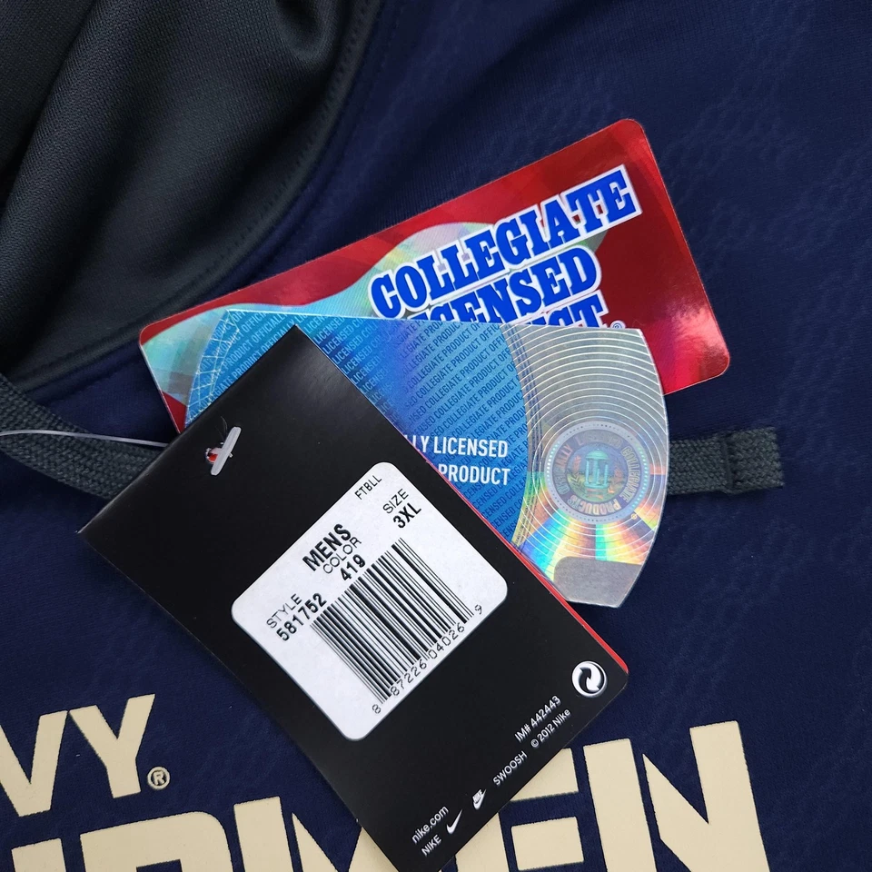 Navy Midshipmen Hoodie Mens 3XL Blue Gray NCAA Football Nike Therma Fit Pullover - Image 4 of 4