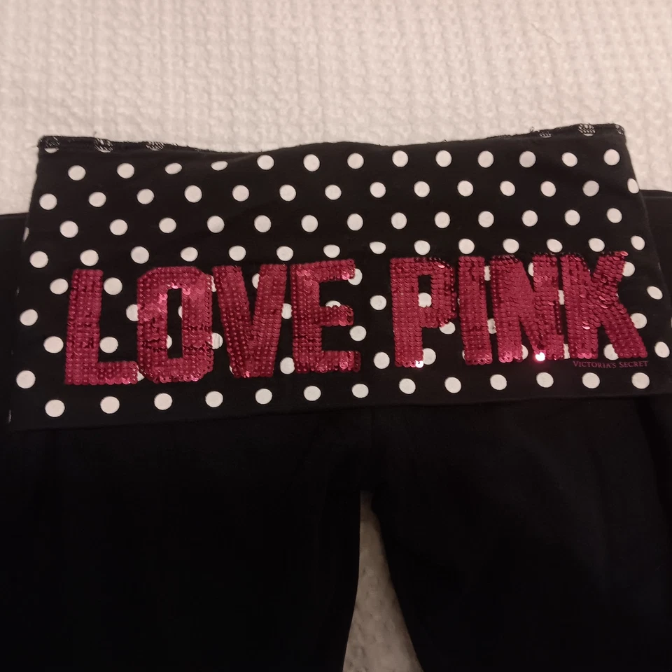 Victoria's Secret ROSA Lunares Bling Leggings Plegables Pantalones de Yoga Talla XS Foto 2 de 4