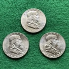Franklin Half Dollar Lot of 3 - 90% Silver - Wise Intrinsic Silver!