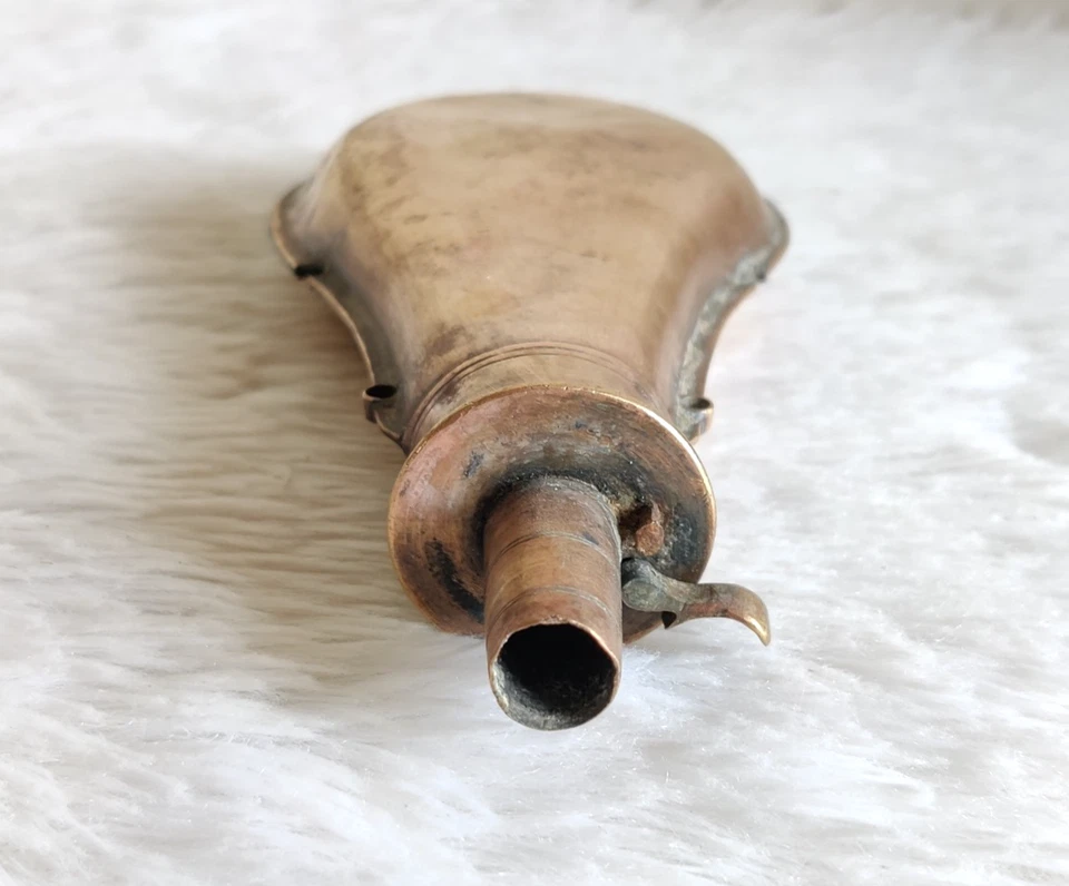 古董手工黄铜枪粉瓶黑色粉末瓶收藏品ME387 — 第 4/4 张图片