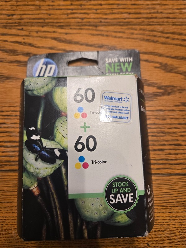 2 Genuine Factory Sealed HP 60 Tri Color Inkjet Cartridges 2013