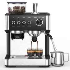Espresso Machine with Grinder, 20 Bar Expresso Coffee Machines with Milk Frother