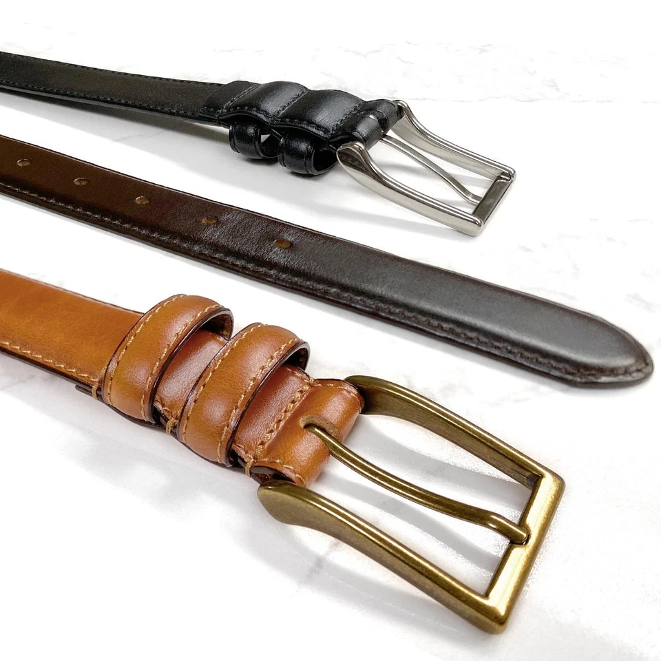 Cinturón de vestir italiano de cuero genuino curtido al aceite de 1-1/8" (30 mm) de ancho para hombre Foto 4 de 4