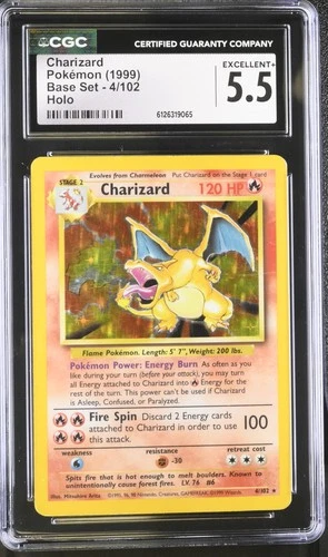 CGC 5.5 Charizard 1999 Base Set 4/102 Holo Pokemon Card