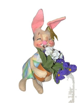 VTG 1971 Annalee Girl Bunny Holding Flower Pot.