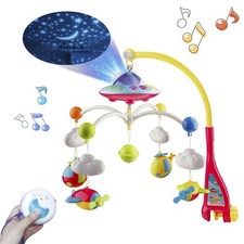 Musical Baby Crib Mobile Toy with Lights and Music, Star Projector Function a...