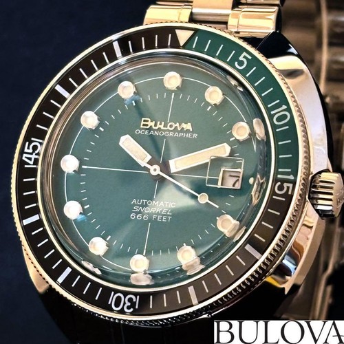 BULOVA Oceanographer 96B322 Men's Chronograph Green Dial Silve...