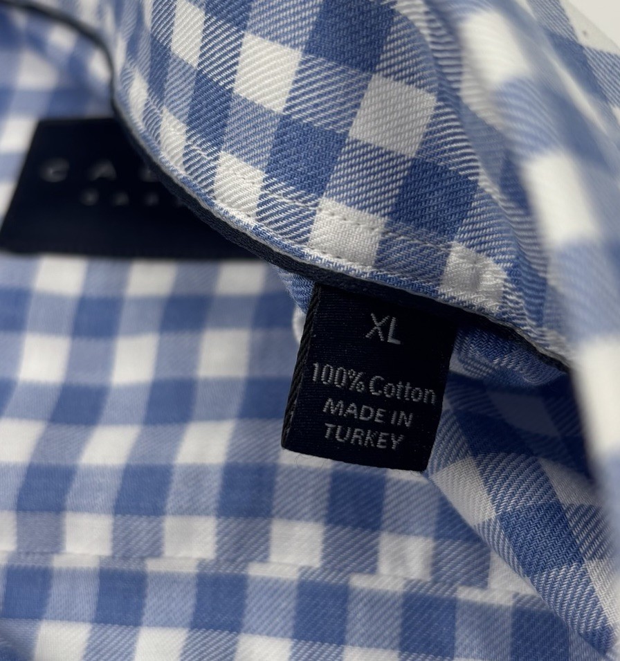 Calder Carmel Men's XL Limited Edition 1/70 Cotton Blue Plaid Dress Shirt View 3