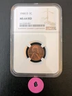 B) 1944 (D) Lincoln Wheat Penny NGC-CERTIFIED MS64 RED