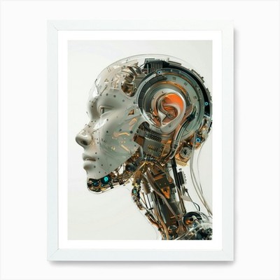 Roboterkopf Kunstdruck gerahmt Wandbild Poster Leinwanddruck Bild