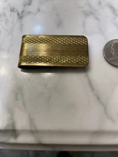 Vintage Solid Brass Money Clip Diamond Cut 