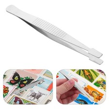 10 Pcs Philately Stamps Collector Tools Straight Flat Tip Tweezer