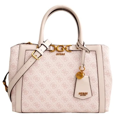 Guess Sac À Main Dagan Satchel 4G Logo Dove Neuf - Photo 1/4