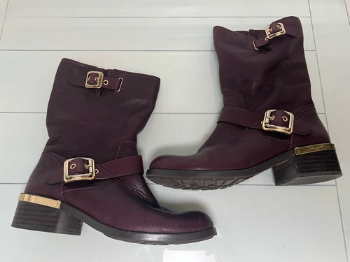 Vince Camuto Women's WINDY Purple Boots Size 7.5 M Combat Biker Moto