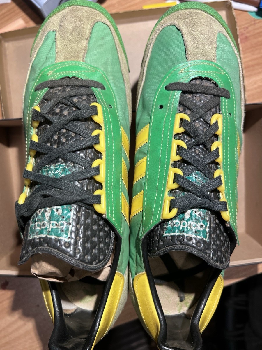 Sz 7 - Vintage Adidas SL76 Made In West Germany Green Yellow 