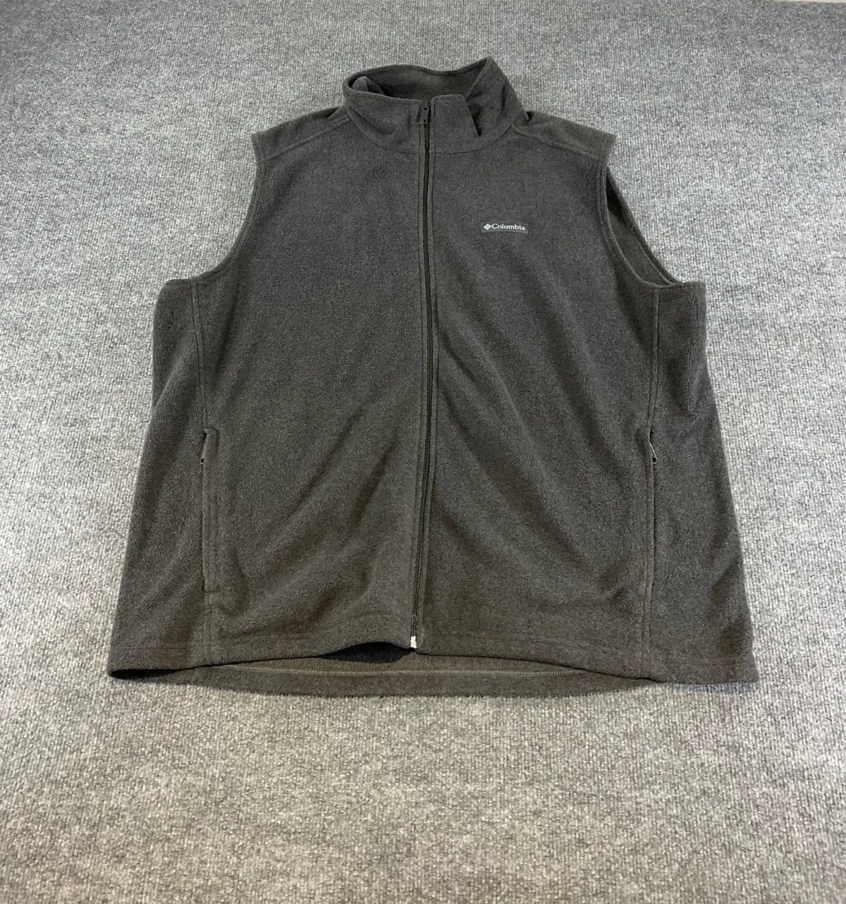 Columbia Men's 2XL Fleece Vest Gray Full Zip Outdoor Hiking Camping Casual Jacke
